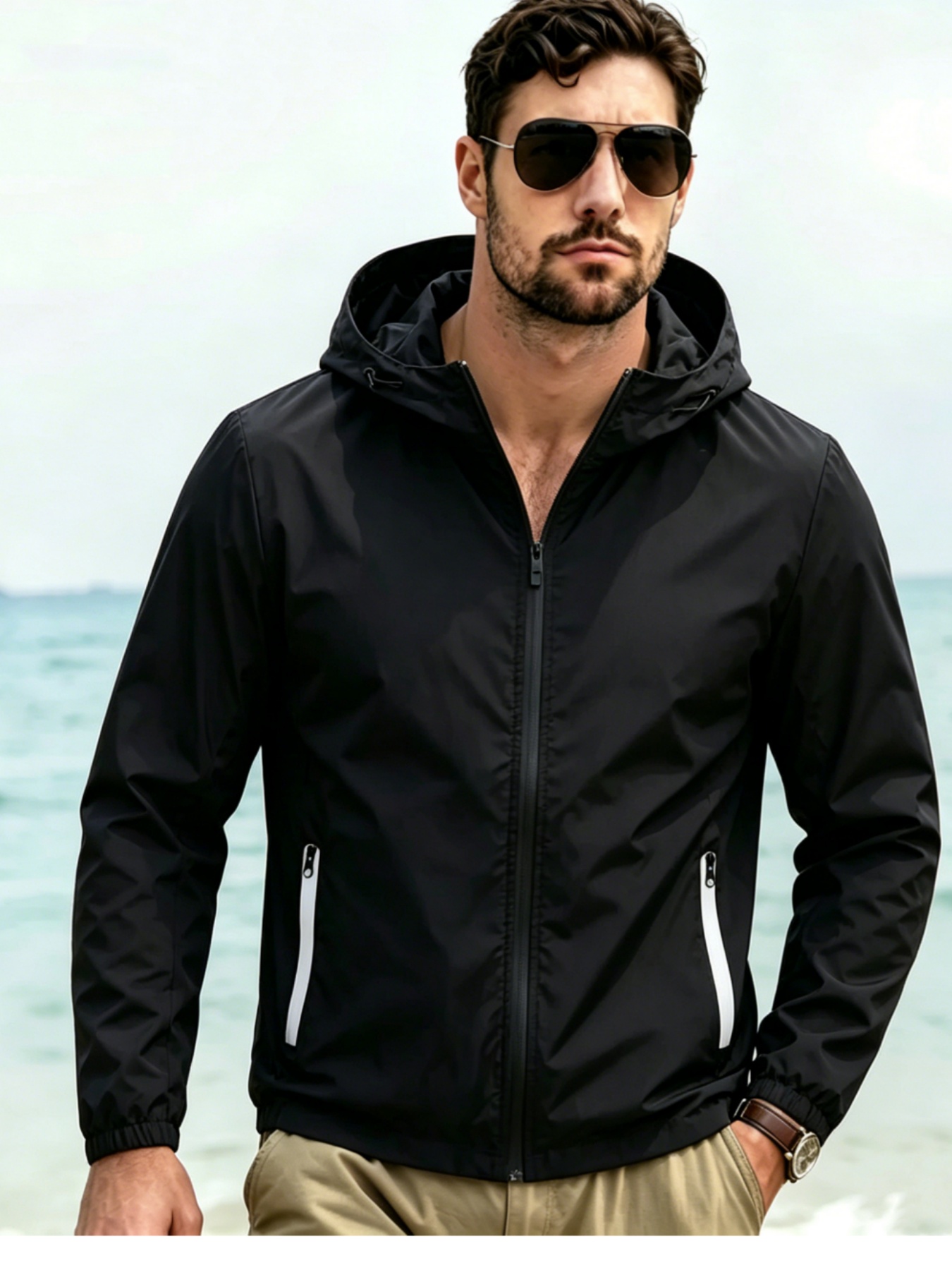 Windbreaker Men Zip - Мужская ветровка с капюшоном, легкая куртка