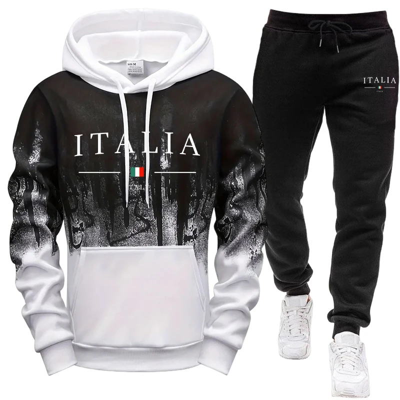 Mens Fashion Casual Outfits - Осенне-зимний повседневный спортивный модный комплект: толстовка